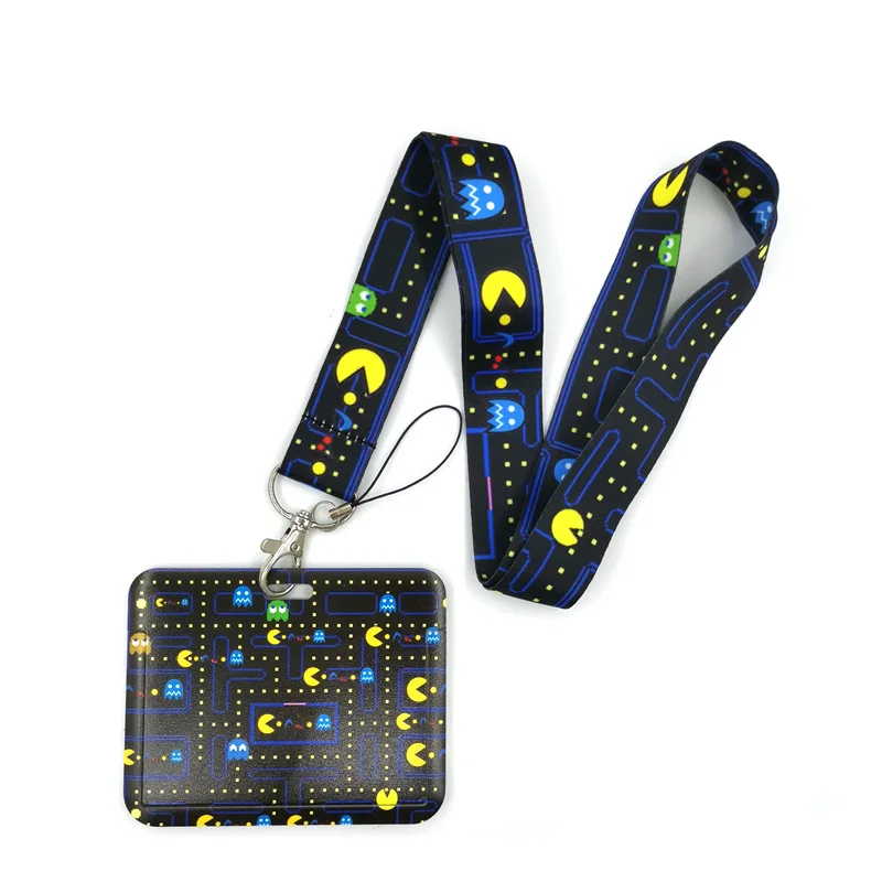 

Funny Game Cartoon Cute Lanyard Credit Card ID Holder Bag Student Women Travel Card Cover Badge Car Keychain Decorations