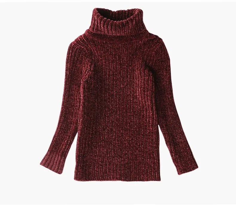 LEAPPAREL/Новое поступление; свитер для девочек; водолазка; вязаная плотная зимняя одежда; Однотонный хлопковый детский теплый свитер