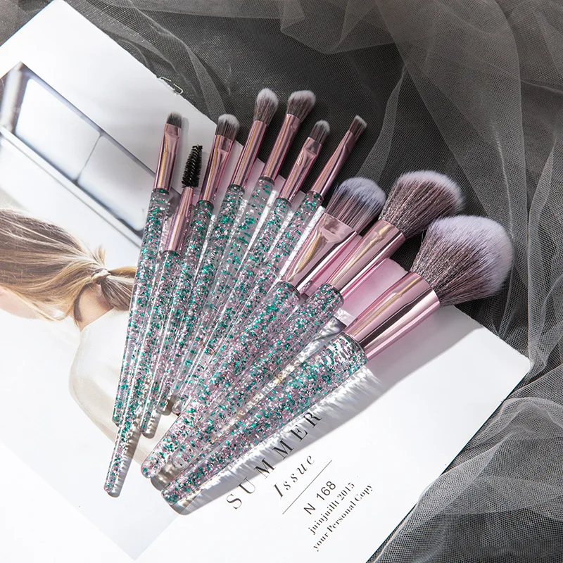 Dinorag Makeup Brushes 10pcs Eye Set Crystal Handle Powder Brush Face Concealer Tools | Красота и здоровье