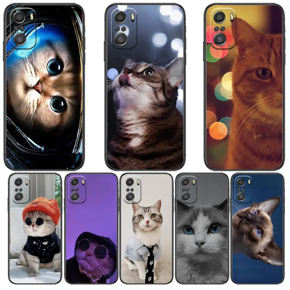 

Funny cartoon cat Phone Case For xiaomi redmi 11 Lite pro Ultra 10 9 8 MIX 4 FOLD 10T Black Cover Silicone Back Prett
