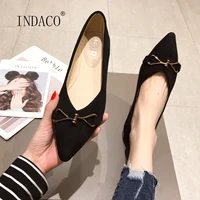 2021 new spring summer women shoes flats pointed toe metal decoration casual suede flat shoes soft bottom pink big size 9 9 5