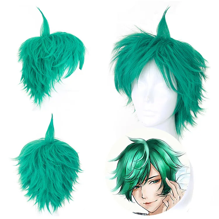 Аниме косплей парик пента шторм Чжуан Чжоу лук зеленый пушистый анти-деформации