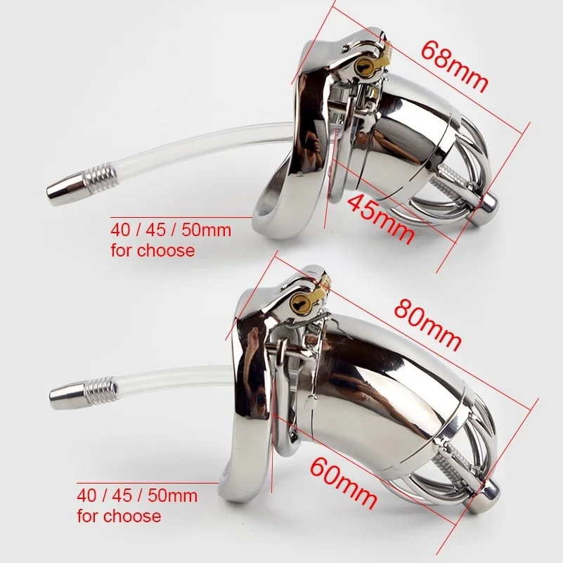 

304 Stainless Steel Chastity Device With Urethral Sounds Catheter And Spike Ring S/L Size Cock Cage Choose Male Chastity Belt
