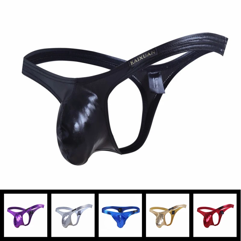 Мужское нижнее белье Sissy Tanga jockstrap Wet Look из искусственной кожи мужские стринги с