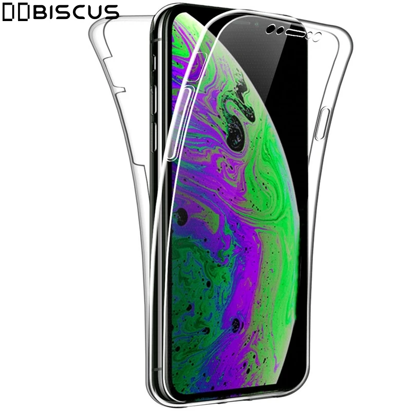 Двойной силиконовый чехол мягкий для iPhone 11 12 13 Pro XR X XS Max Mini передний и задний