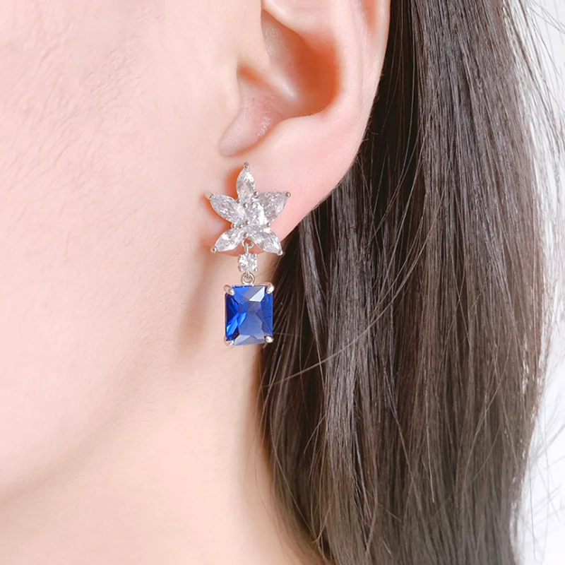 

Luomansi Fine Jewelry Earrings S925 Silver Sapphire Gemstone Earrings Women Fashion Accessories Wholesale