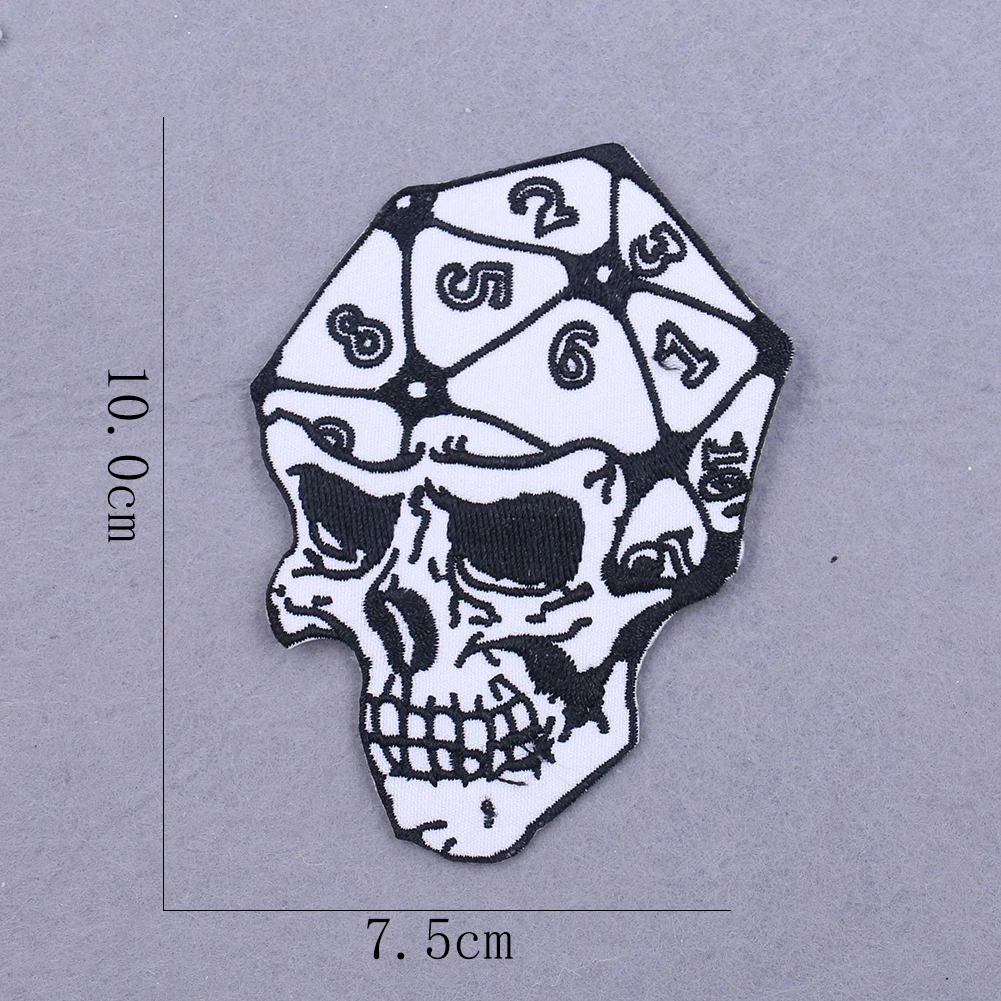 1PC Creative Dice Skull Patch Embroidery Applique for Punk Clothes Iron on Transfer Clothing Accessories Sew Fabric Badge | Дом и сад