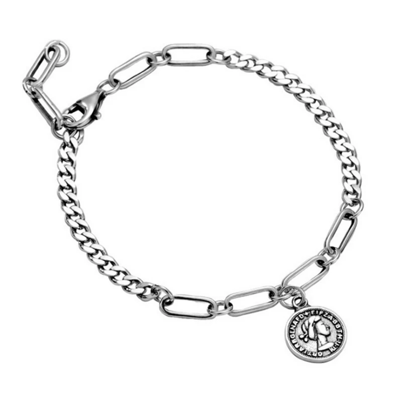 

Drop Shipping Indians Vintage Link Chain Queen Dollar Coin Charms Female Bracelet Face Woman Bracelet 2020