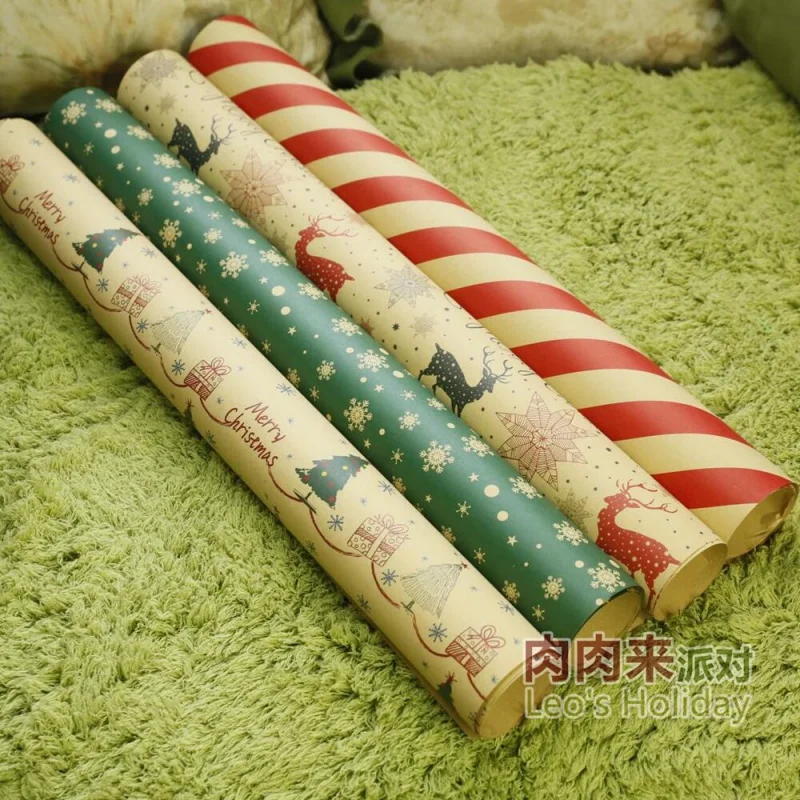 

Christmas Wrapping Paper Striped Gift Box Packaging Gift Kraft Paper Coated Paper Places Colored Paper New Year New Spring Festi