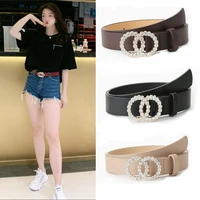 2021 luxury fashion new womens multicolor belt double ring inlaid with crystal metal buckle high end accessories waistband