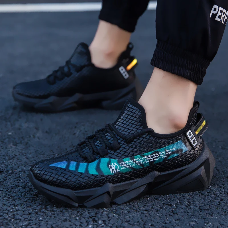 

Men Sneakers Black Mesh Breathable Running Sport Shoes Male Lace Up Non-slip Men Athletic Sneakers Casual Men Shoes
