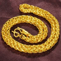18k gold filled 60cm necklace for men jewelry solid 18 k gold bizuteria bijoux femme chain gemstone necklace males gemstone