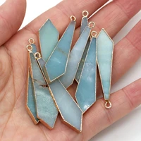 natural stone amazonite pendant irregular shape exquisite charms for jewelry making diy necklace accessories 12x48mm