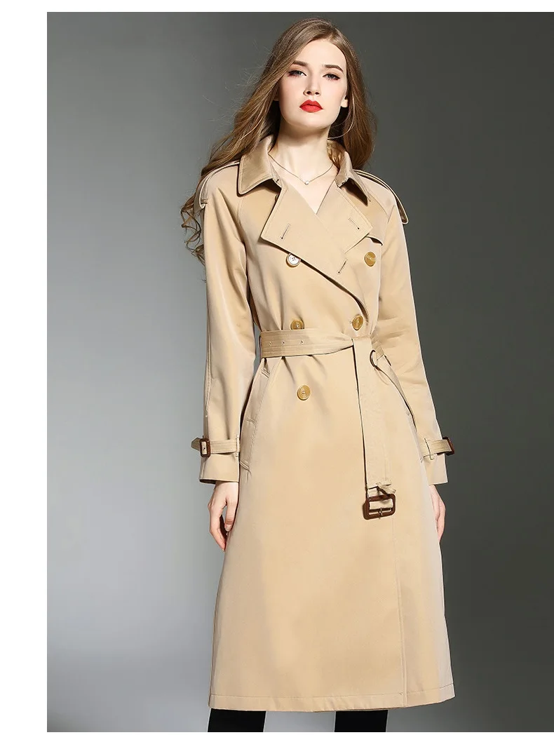 

Female Trench Classical Shortened Sleeve A-Line Double Breasted Casual Trench For Women