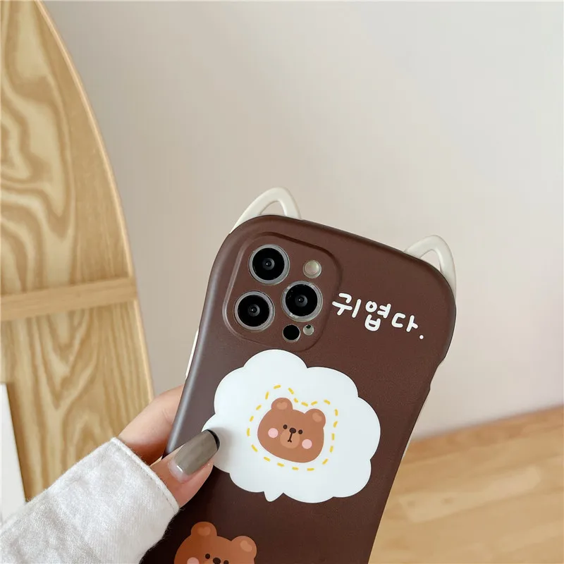 

Popular cartoon fun rabbit bear Phone Case For iPhone 12 11 Pro Max 7 8 Plus X XR XS Max Cute 3D cat's ear Back Soft Cover