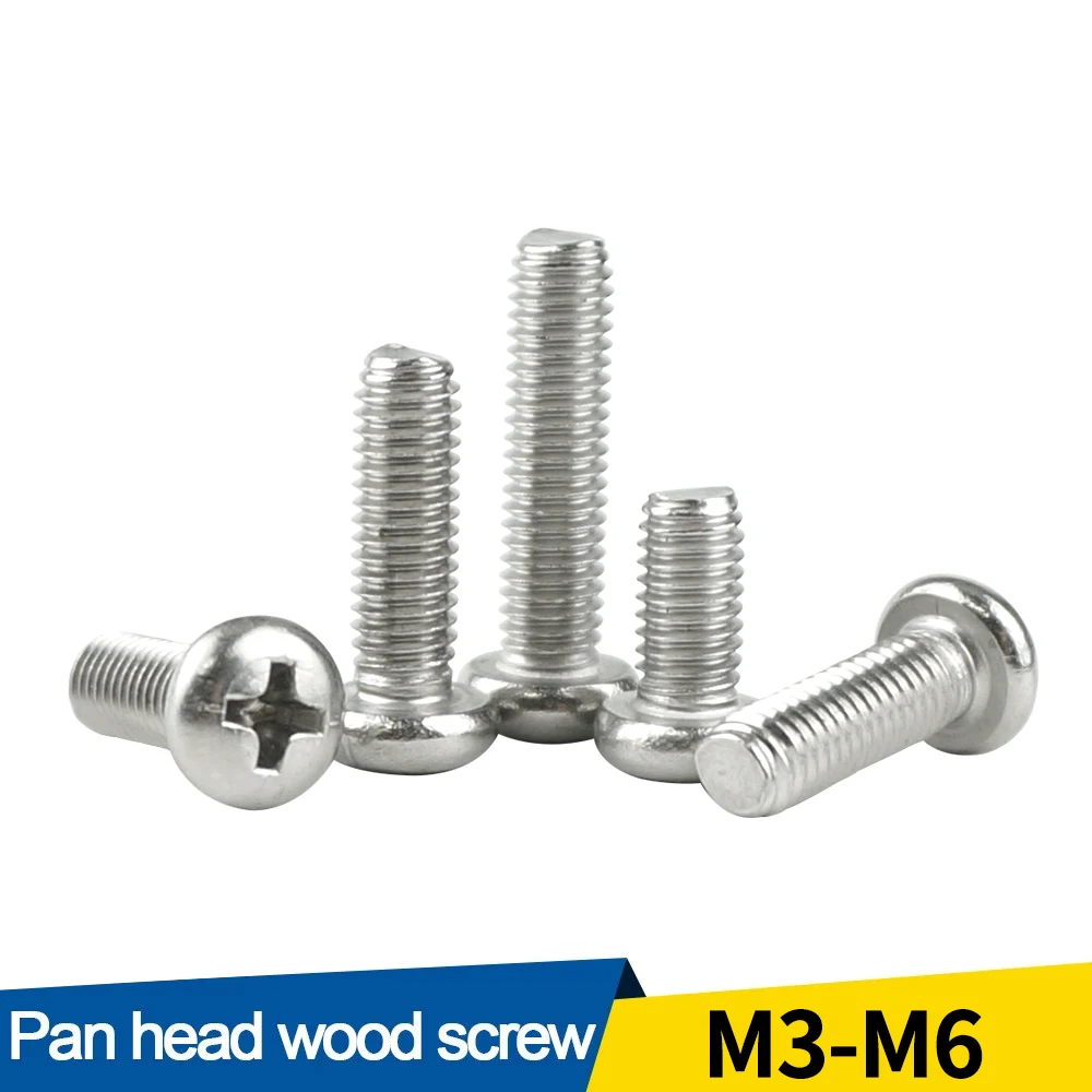 

luchang 100Pcs m1 m1.2 m1.4 304 Stainless Steel Cross Recessed Pan Head Screws Phillips Screw