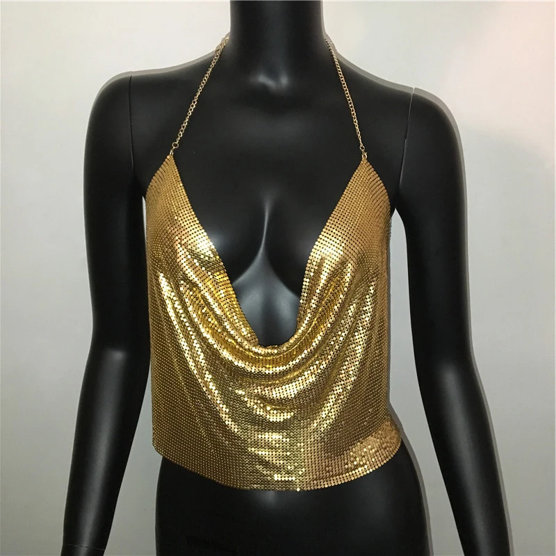 Женская майка с блестками и глубоким v образным вырезом|Майки| |