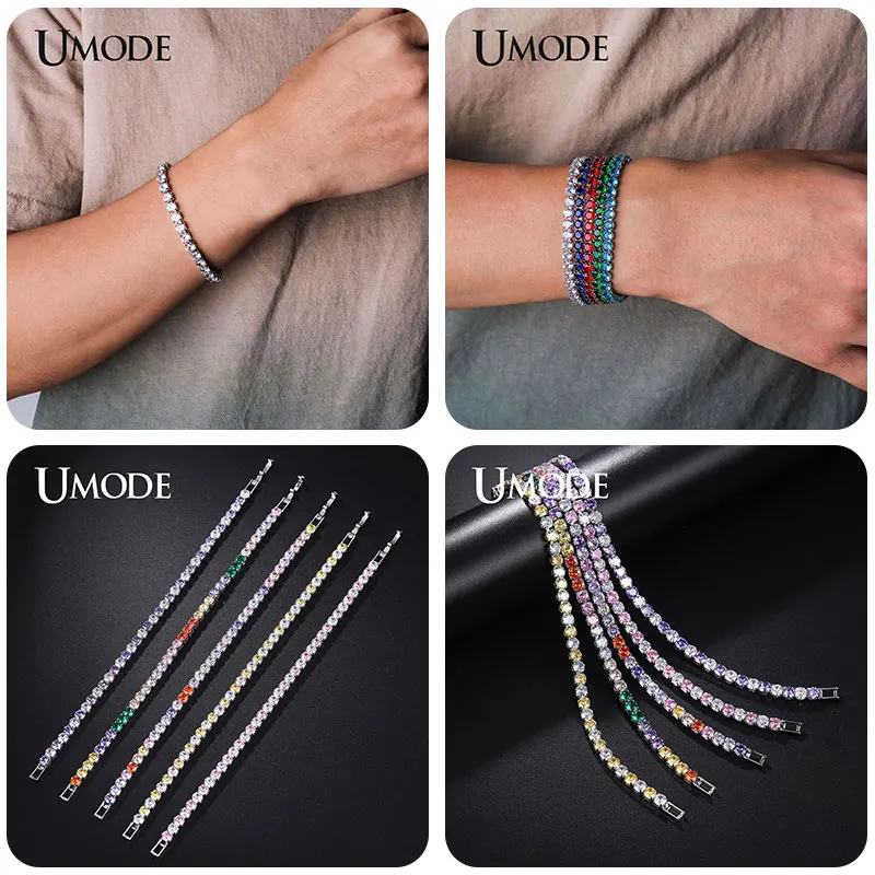 Женский теннисный браслет UMODE 5 цветов с кубическим цирконием рождественский