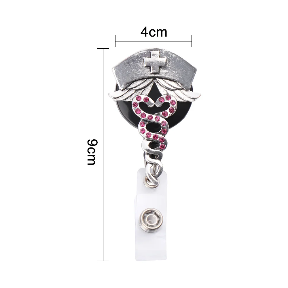 

Anti-Lost Clip Shiny Diamonds Nurse ID Name Card Retractable Key Ring Badge Holder Lanyards Office Supplies