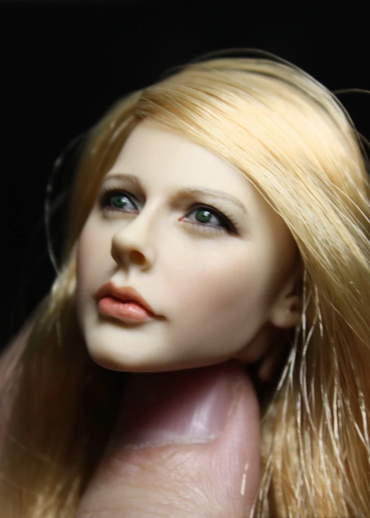 

KUMIK 13-1 1/6 Scale Blond Long Hair Sexy Lady Female Head Sculpture Fit 12" Figure Action Model Doll Body Accessory In Stock