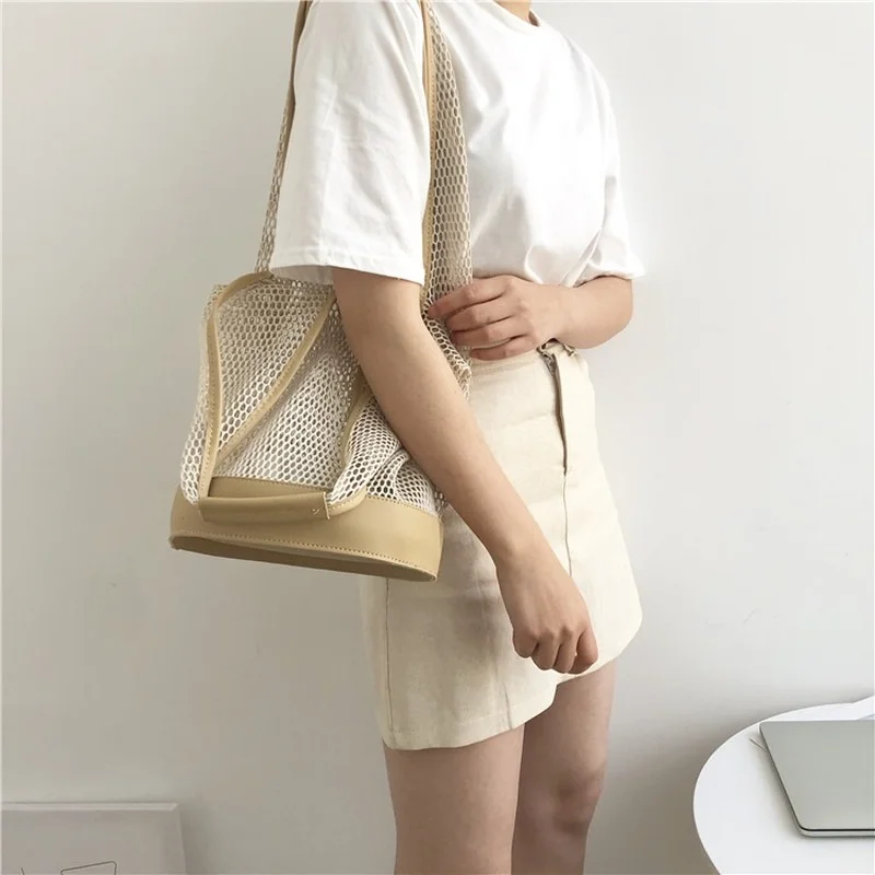 

Портативная Сетчатая Сумка-мешок для женщин, новинка 2021, роскошные ручные сумки, кожаные сумки с внутренней подкладкой, женские трендовые с...