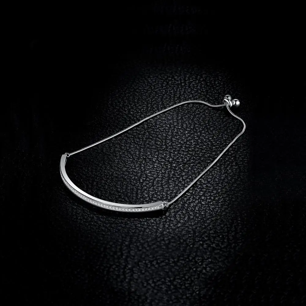 JewelryPalace Cubic Zirconia Half Bar Pave Channel Adjustable 925 Sterling Silver Bracelet Fashion Jewelry For Women Party Gift