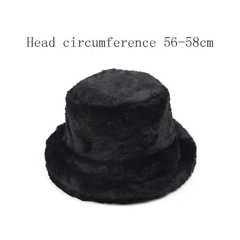 

Fashion Faux Fur Rabbit Winter Bucket Hat For Women Girl Solid Thickened Soft Warm Fishing Cap Outdoor Vacation Hat Cap Lady