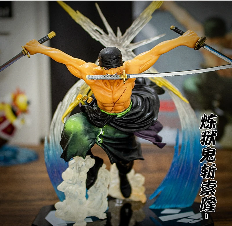 Аниме Фигурка ророноа Зоро с мечами 18 см статуя модель игрушки искусственная