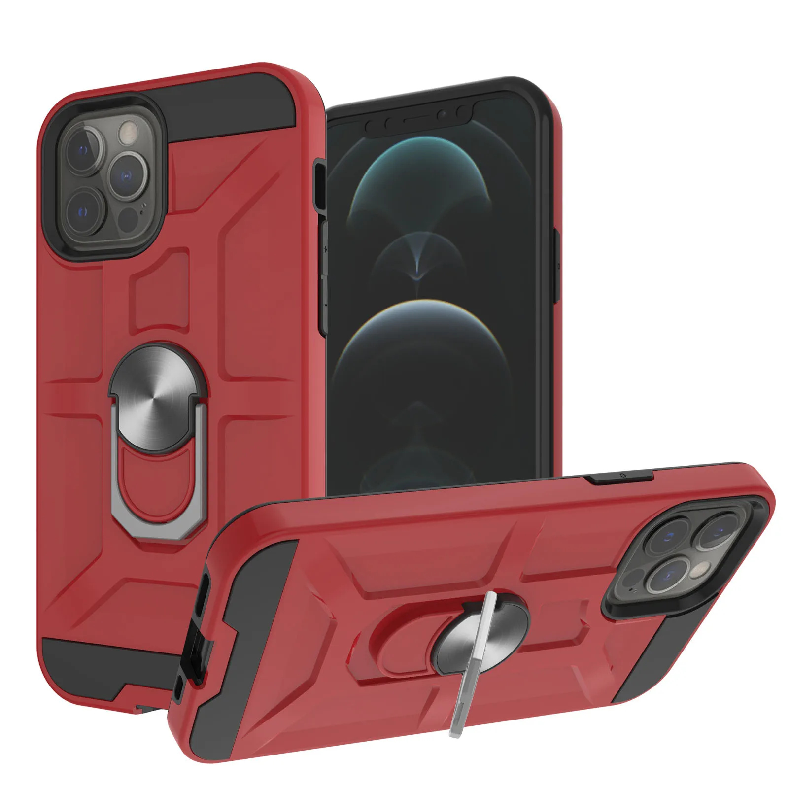 

Phone Case For IPhone SE 2020 11 12 13 Mini 7 8 X XS XR Plus Pro Max Fashion Armor Rugged Protection Ring Holder Kickstand Cover