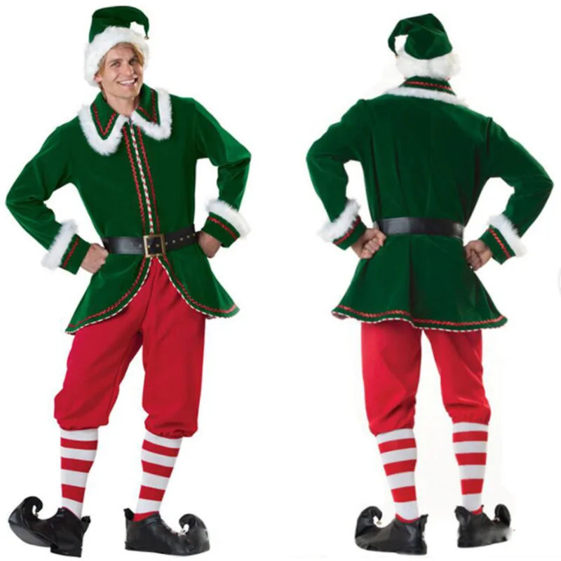 

Deluxe Christmas Green Elf Men's Christmas Costume Party Stage Performance Cosplay Costume christmas costume