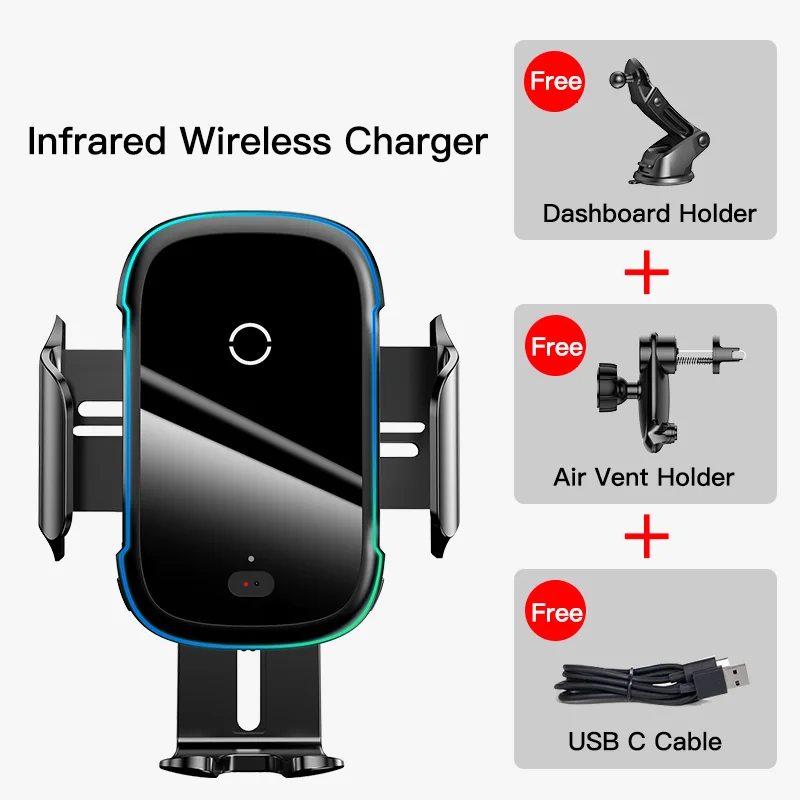 

15W QI Wireless Charger Car Mount for Air Vent Mount Car Phone Holder Intelligent Infrared Fast Wireless Charging Charger