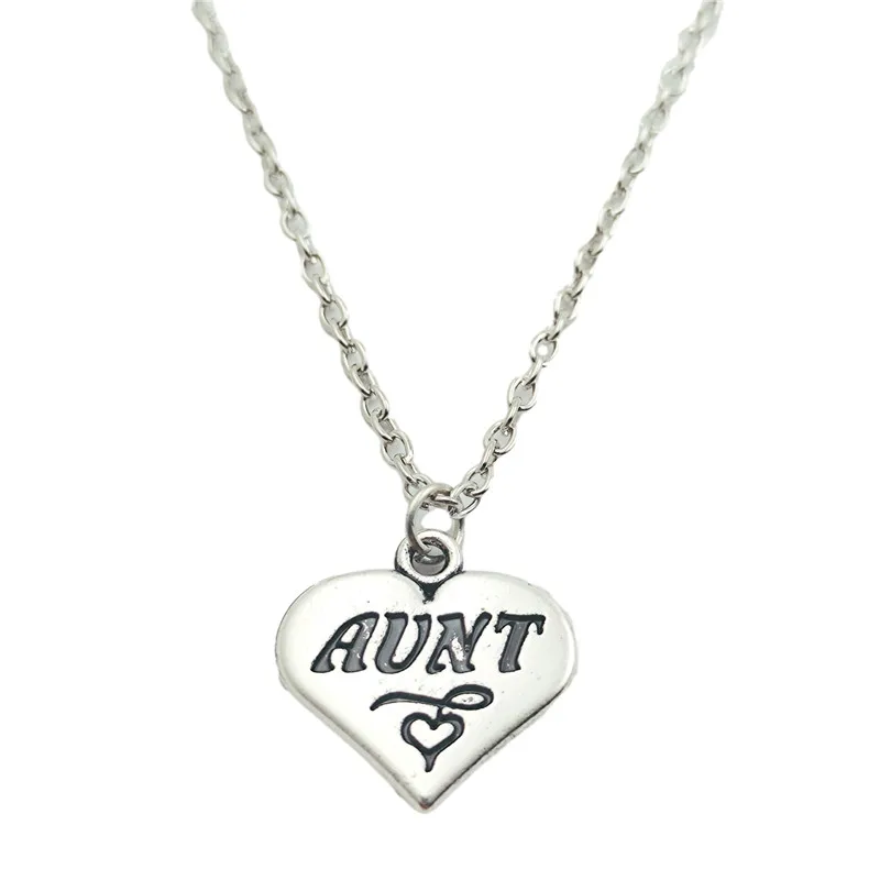 

Aunt Family Heart Simple Charm Creative Chain Necklace Women Pendants Fashion Jewelry Accessory ,Friend Gifts