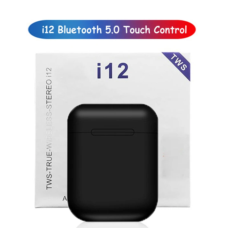 black i12 TWS сенсорный ключ мини беспроводные наушники Bluetooth 5,0 гарнитура для Android xiaomi Iphone PK i20 i30 i60 i80 tws - Цвет: black