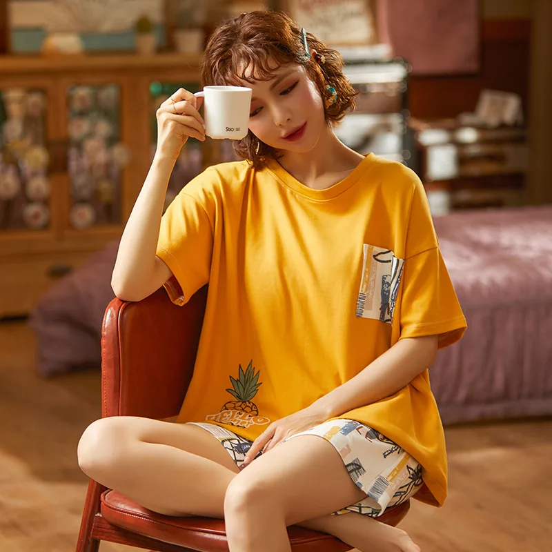 

Женское ночное белье с героями мультфильмов, домашний костюм, Корейская Зеленая Сетка, пижамный комплект для девочек, милая летняя свободна...