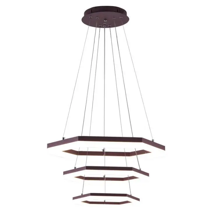 Простая светодиодная офисная люстра с шестигранным кольцом для гостиной