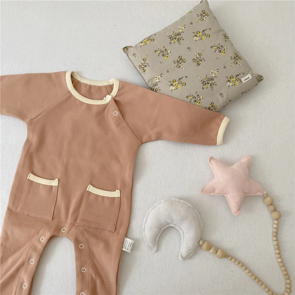 Одежда для маленьких девочек Комбинезон в Корейском стиле малышей Простой