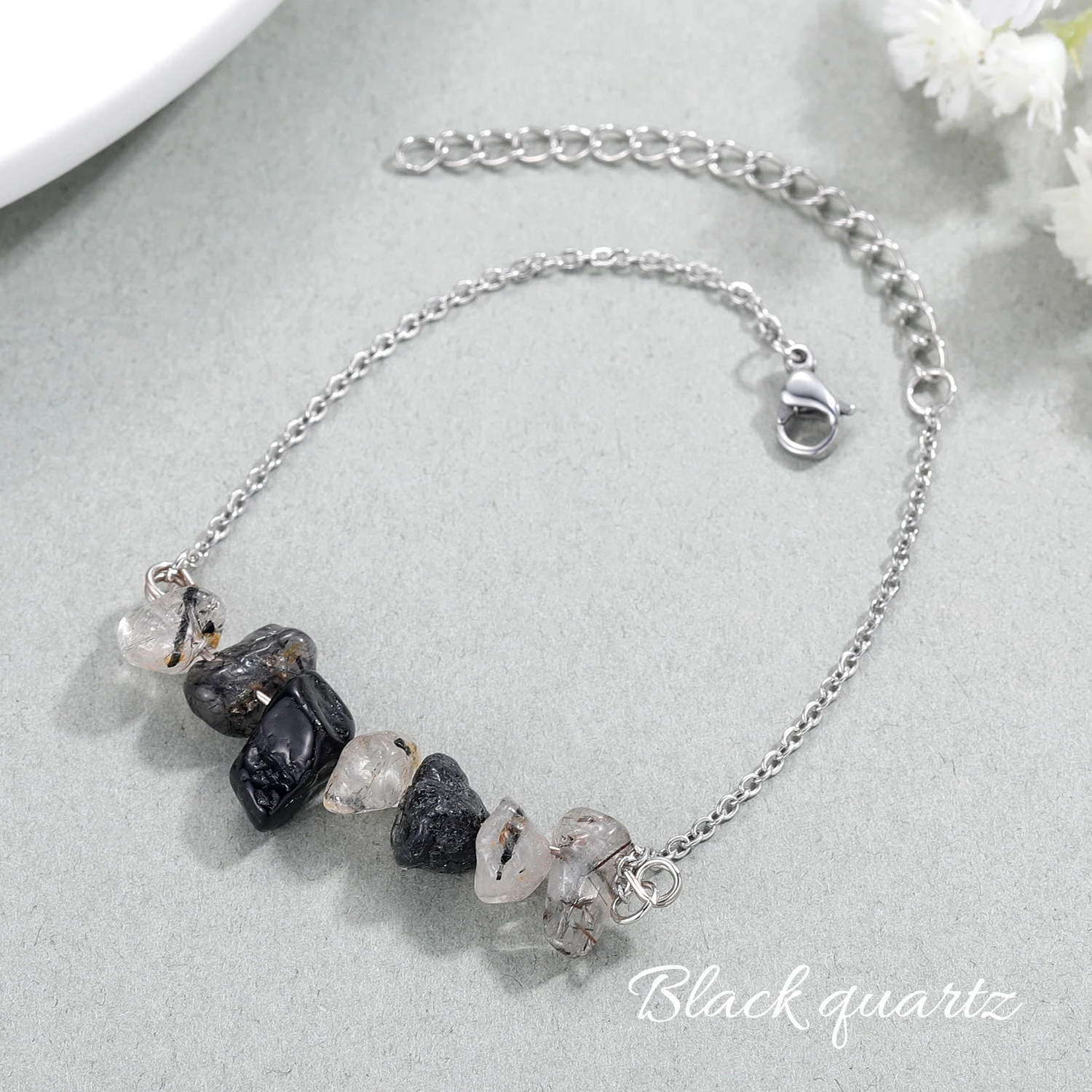 Натуральный черный браслет Quaitz необработанный женский из сердолика лечебные