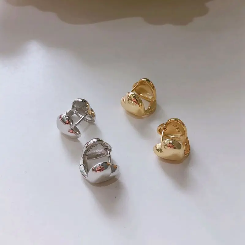 Silvology 925 серебряные серьги-гвоздики в форме сердца Золотые глянцевые толстые скандинавские стильные элегантные серьги для женщин модные ювелирные изделия
