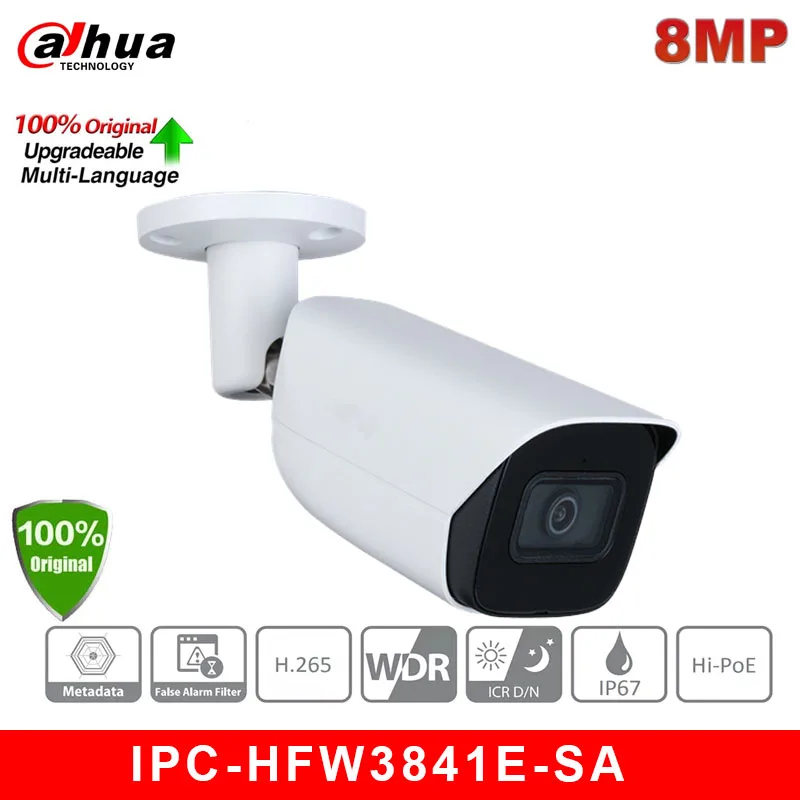 

Original Dahua IPC-HFW3841E-SA 8MP 4K Starlight IR H.265 AI Function PoE Bullet WizSense Network CCTV IP Camera HFW3841E-SA
