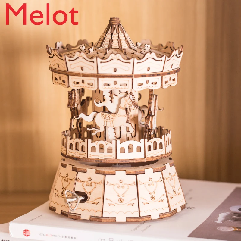 

Handmade Wedding DIY Wooden Assembled Music Box Sky City for Boyfriends and Girlfriends 2021 New Year Christmas Birthday Gift