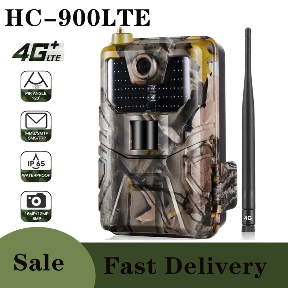 

HC 900LTE 4G Hunting Camera 16MP Trail Camera 940nm Photo Traps 0.3s MMS/SMS/SMTP/FTP Wild Camera 44LED Camera Trap For Security