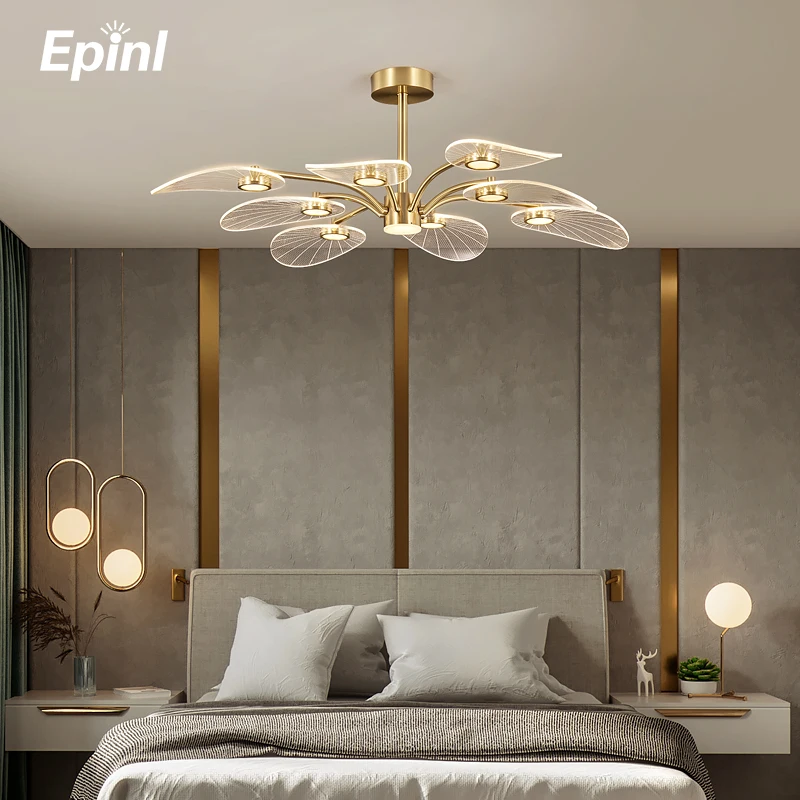 Epinl-lámpara de techo moderna para dormitorio, luz dorada creativa, cálida, nórdica, Simple, para restaurante, decoración del hogar, arte