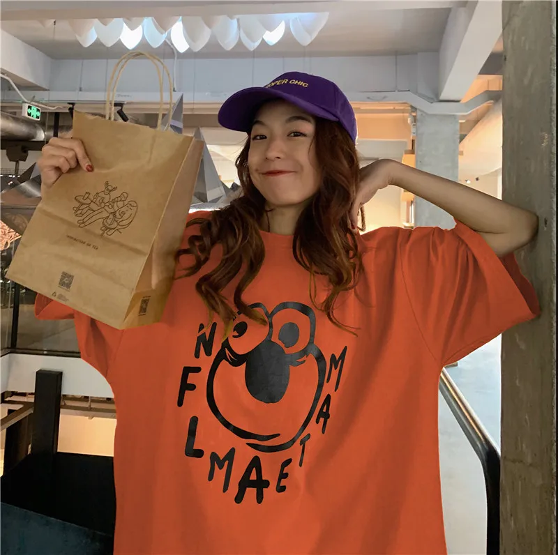 

Ulzzang Dongdaemun Short-Sleeved T-shirt Women's Fashionable Korean IBF Harajuku Style Loose plus Size Top