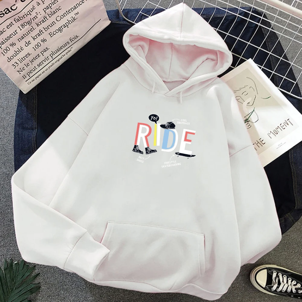 English Letter Skateboard Graphics Print Punk Weatshirt Warm Streetwear Kpop Hoodies Women Kawaii Hoody Girl Casual Toys | Женская