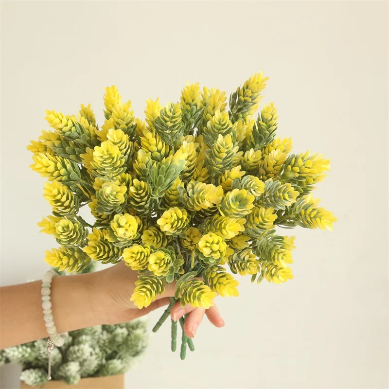 7 ветвей зеленые искусственные растения для садовых кустов искусственная трава