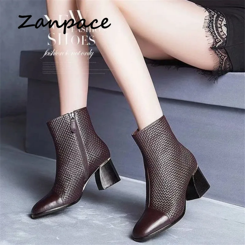 Ботинки женские кожаные на толстом каблуке зимние со шнуровкой теплые 2020 | Обувь