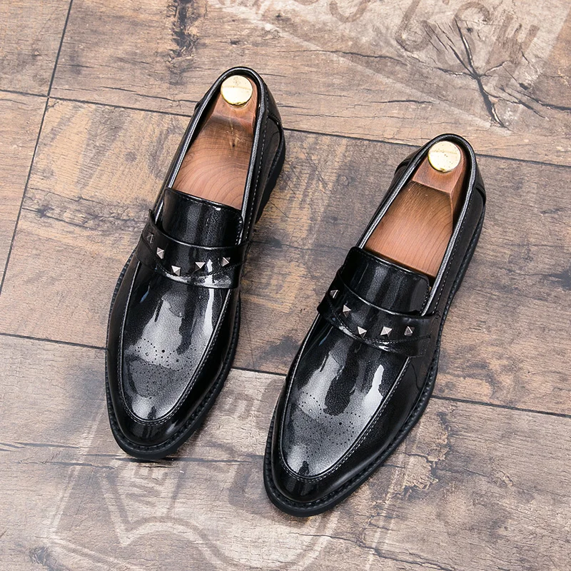 Thick Bottom Mens Dress Shoes Men Bring Brand Wedding Shoes Luxury Italian Casual Office Formal Loafers Boats Leather Shoes Men - Цвет: Black-672