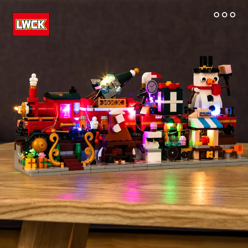 NEW 4 IN 1 Street View Building Blocks Christmas Winter Village with Light Santa Train Store Bricks Toys For Kids Gift - купить по