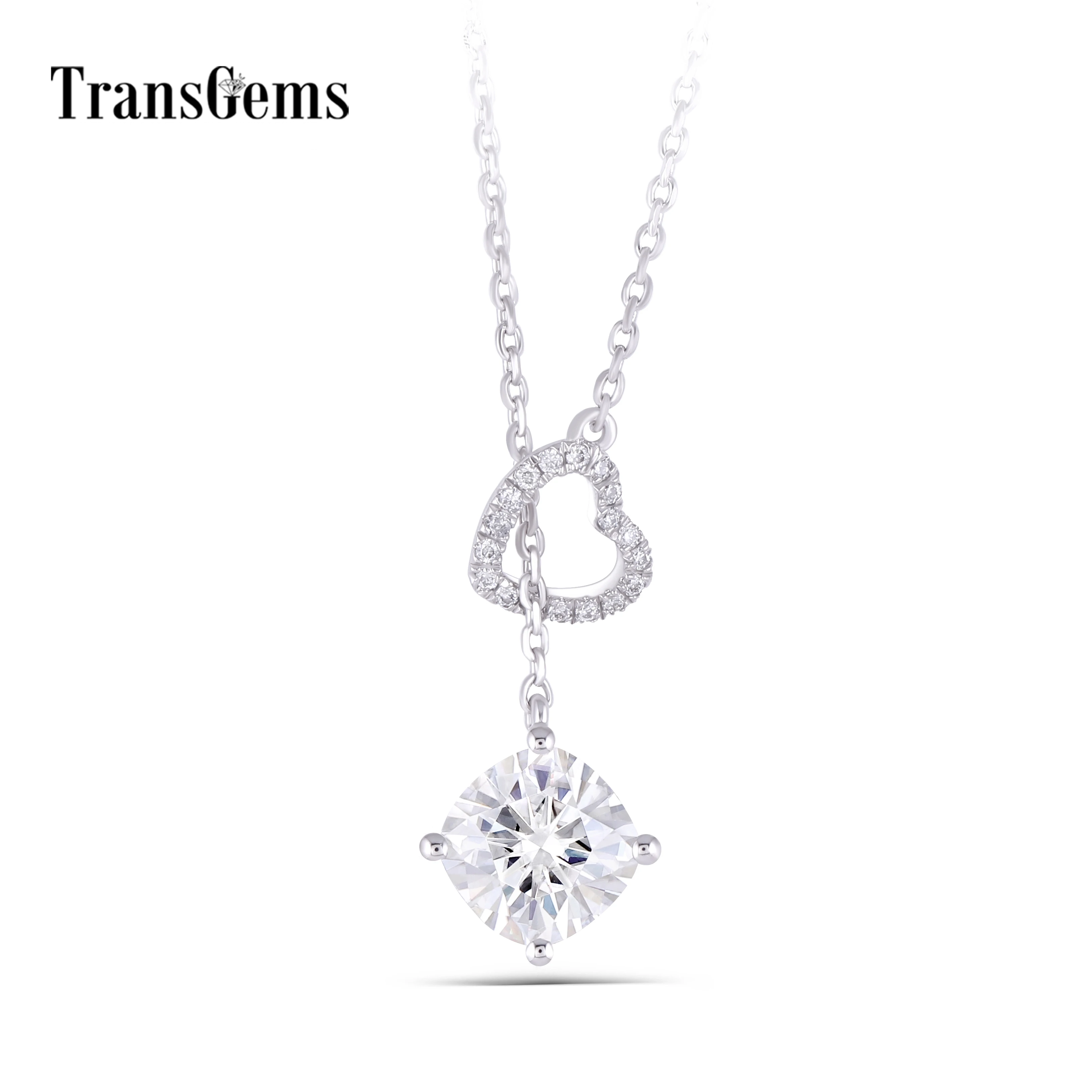 Женский кулон с муассанитом под белое золото 585 пробы 2 карата 7 5 мм|Подвески| |