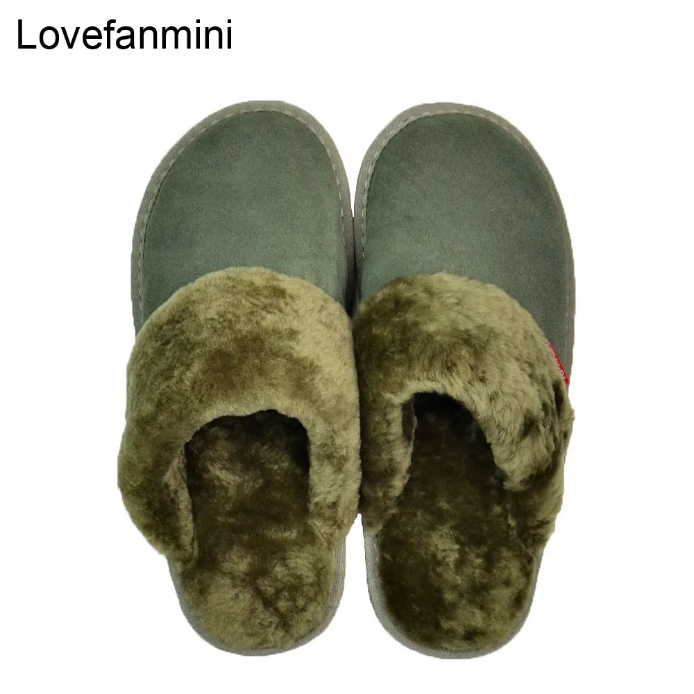 Шерстяные меховые тапочки из коровьей замши домашняя нескользящая обувь для